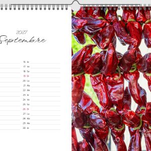 Page de septembre du calendrier 2027 Pays Basque : piments d'Espelette