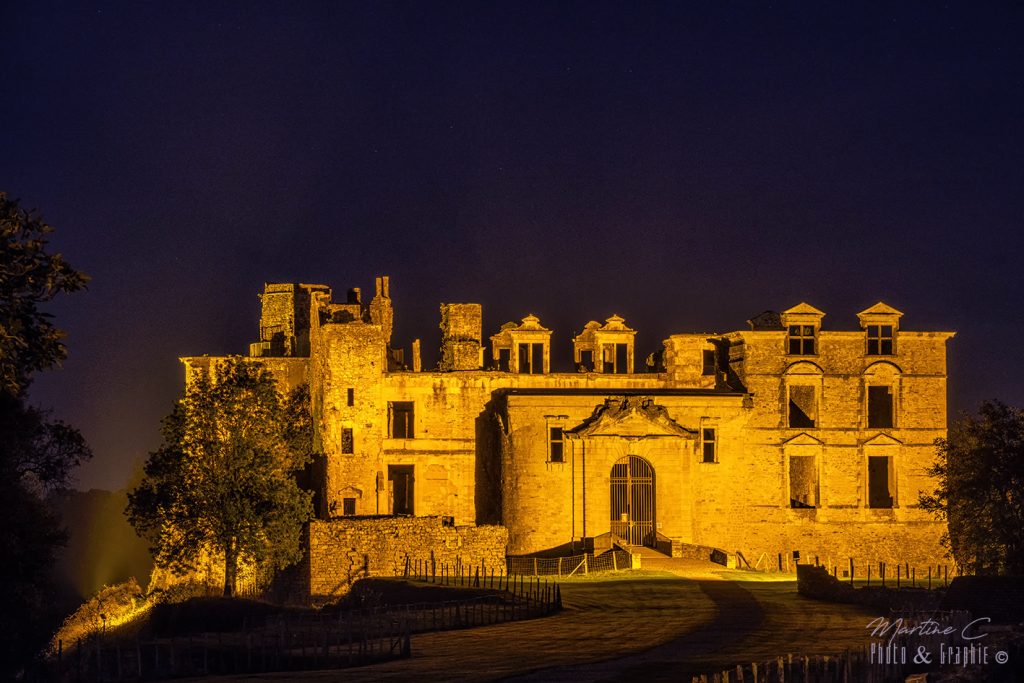 Château de Bidache de nuit, Pays Basque