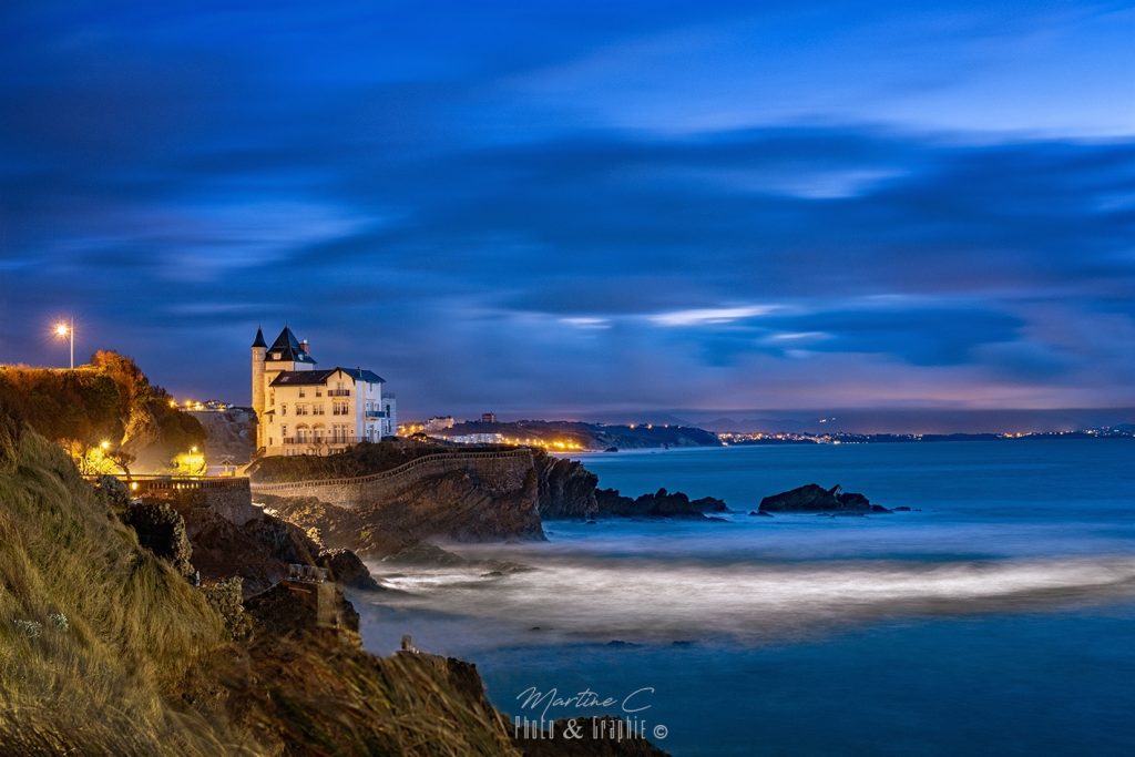 Villa Belza de nuit, pose longue, Biarritz